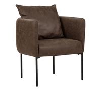 Fauteuil Rétro en Similicuir avec Coussin Pieds en Fer Noirs Marron Foncé Malmos