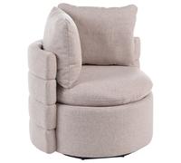 Fauteuil Retro en Tissu Dossier Incurvé Pivotant à 360° avec Espace de Rangement