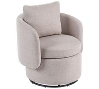 Fauteuil Retro en Tissu Dossier Incurvé Pivotant à 360° avec Espace de Rangement
