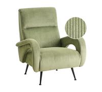 Fauteuil Retro en Velours Côtelé Rembourré Dossier Bas Vert Svalov