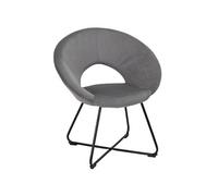 Fauteuil Rond Ajouré en Velours Côtelé Gris - KONAE -