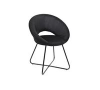 Fauteuil Rond Ajouré en Velours Côtelé Noir - KONAE -