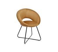 Fauteuil Rond Ajouré en Velours Côtelé Ocre - KONAE -