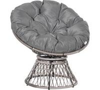 Outsunny Fauteuil Rond en Rotin Fauteuil Papasan Pivotant 87 x 97 x 90 cm Noir