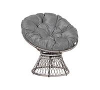 Outsunny Fauteuil rond Papasan pivotant en rotin 87 x 97 x 90 cm Noir