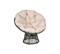 Outsunny Fauteuil rond de jardin Papasan pivotant Ø97×90 cm – Grand coussin, résine tressée crème
