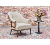 Fauteuil rond en lin et coton amande Léonie