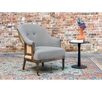 Fauteuil rond en lin et coton gris Léonie