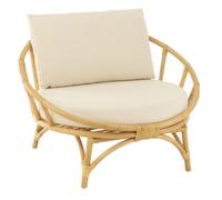 Fauteuil Rond Rotin & Coussin ""Howard"" 98cm Naturel