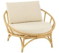 Fauteuil Rond Rotin & Coussin "Howard" 98cm Naturel Beige G