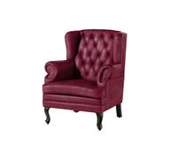 Fauteuil rouge 88x81x105 cm (BxTxH) cuir véritable (buffle) CHESTERFIELD #401 MASSIVMOEBEL24