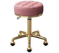 Fauteuil roulant réglable en acier doré 5 griffes pour salon de beauté, bureau, tabouret de bar - Siège rond avec roues de terre - Meuble ergonomique idéal (47-64 cm)