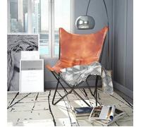 Fauteuil Salon MVS - Chaise papillon Marron Cuir véritable ,5,46 Kg