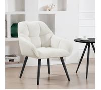 Fauteuil Salon WOLTU - Fauteuil Relax en Tissu bouclette - Pieds Métalliques - Crème