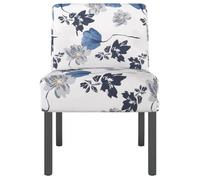 Fauteuil sans accoudoirs - vidaXL - Bleu et blanc - Motif floral - Tissu polyester - 48x64x72 cm