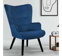Fauteuil scandinave ANIA en velours bleu