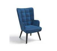 Fauteuil scandinave ANIA en velours bleu