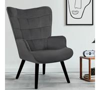 IDMarket - Fauteuil scandinave ANIA en velours gris