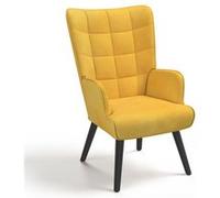 IDMarket – Fauteuil scandinave ANIA en velours jaune