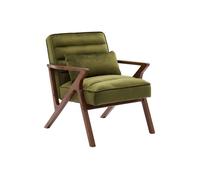 swe auteuil scandinave Bois d'hévéa et Velours Kaki