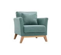 Fauteuil scandinave déhoussable en tissu vert de gris et bois clair OSLO