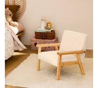 Fauteuil Scandinave En Bouclette Et Bois Enfant Isak L 47 X P 43,5 X H 50cm Blanc TU