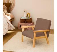Fauteuil Scandinave En Bouclette Et Bois Enfant Isak L 47 X P 43,5 X H 50cm Taupe TU