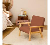 Fauteuil Scandinave En Bouclette Et Bois Enfant Isak L 47 X P 43,5 X H 50cm Terracotta TU