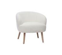 Fauteuil scandinave en tissu effet laine bou blanc cassé et bois clair MAGGIE
