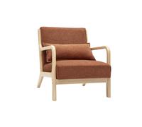 Fauteuil scandinave en tissu effet velours terre brûlée et bois clair massif DERRY