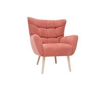 Fauteuil scandinave en tissu effet velours texturé terracotta et bois clair AVERY