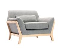 Fauteuil scandinave en tissu gris et bois clair massif YOKO