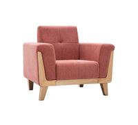 Fauteuil scandinave en tissu terracotta et bois clair FJORD