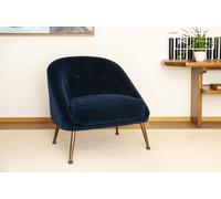 Fauteuil scandinave en velours bleu Barnolomeo