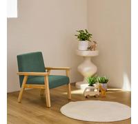 Fauteuil Scandinave Enfant Velours Côtelé Et Bois D'hévéa Isak L 47 X P 43,5 X H 50cm Kaki Foncé TU