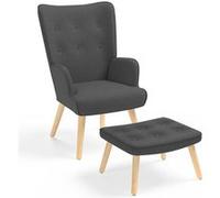 Fauteuil scandinave IVAR avec repose pieds gris anthracite Gris G