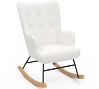 Fauteuil scandinave IVAR en tissu à bascule bouclette blanc