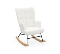 Fauteuil scandinave IVAR en tissu à bascule bouclette blanc