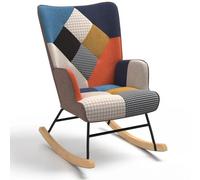 Fauteuil scandinave IVAR en tissu à bascule patchwork multicouleurs