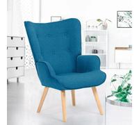 Fauteuil scandinave IVAR en tissu bleu canard