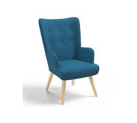 Fauteuil scandinave IVAR en tissu bleu canard