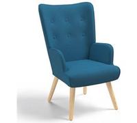 IDMARKET Fauteuil scandinave IVAR en tissu bleu canard