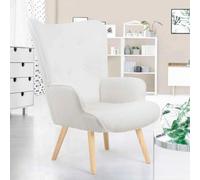 IDMarket - Fauteuil scandinave Ivar en tissu bouclette blanc