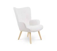 IDMarket - Fauteuil scandinave Ivar en tissu bouclette blanc