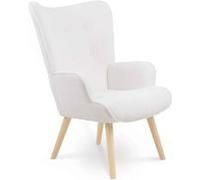 IDMarket - Fauteuil scandinave Ivar en tissu bouclette blanc