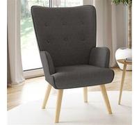 IDMarket Fauteuil scandinave IVAR en tissu gris anthracite