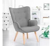 IDMarket - Fauteuil scandinave Ivar en Tissu Gris Clair