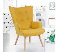 Fauteuil scandinave IVAR en tissu jaune