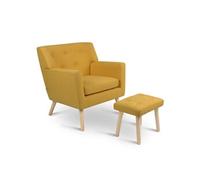 IDMarket - Fauteuil scandinave LIV avec Repose Pieds en Tissu Jaune