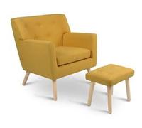 IDMarket - Fauteuil scandinave LIV avec Repose Pieds en Tissu Jaune